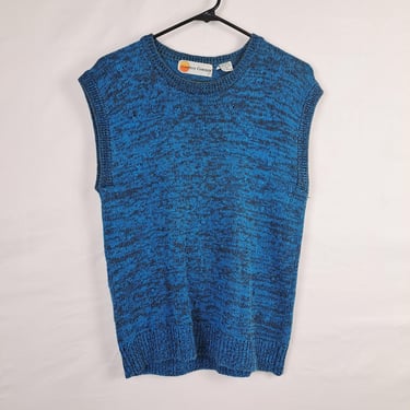 Vintage 80s Blue & Black Sweater Vest 