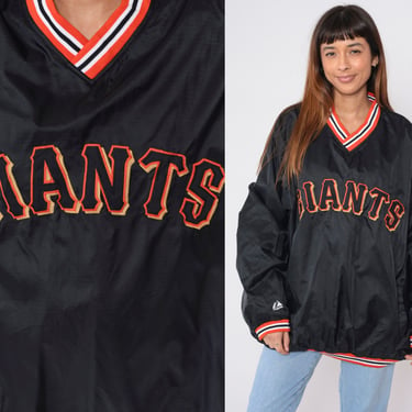 San Francisco Giants Jacket 90s MLB Baseball Jacket Majestic Athletics Windbreaker 1990s Pullover Ringer V Neck Vintage Extra Large xl 2xl 