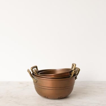 Trio of Petite Copper Colanders