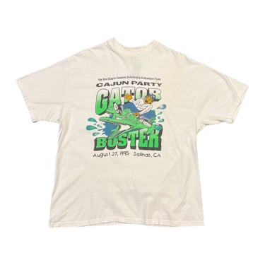 (XL) 1995 White Cajun Party Gator Buster T-Shirt 042122 JF
