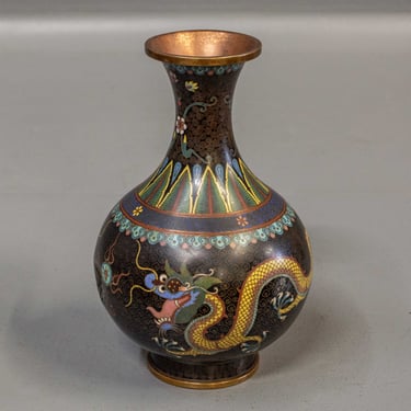 Gourd Shaped Cloisonné Dragon Vase