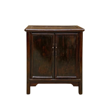 Vintage Chinese Distressed Brown Two Door Side Table Credenza Cabinet cs7817E 
