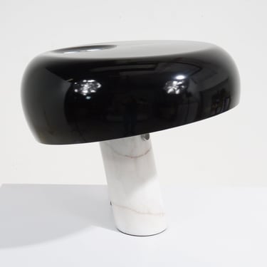 Black Enamel & Marble Mushroom Lamp 