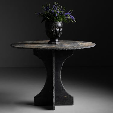Two-Faced Stone Vase / Round Slate Table