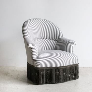 Vintage Crapaud Arm Chair | Ticking Stripe