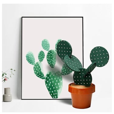 Modern Cactus Foam Coaster Set