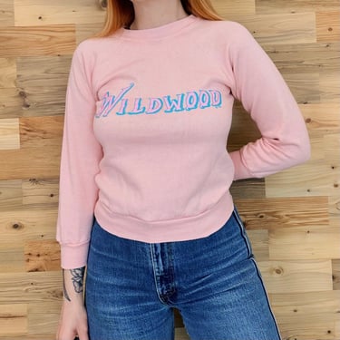 Vintage Madonna x Wildwood Pink 1980s Raglan Pullover Sweatshirt Top 