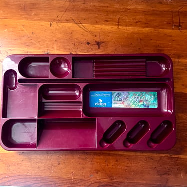 Eldon Plastic Rust Red Desk Organizer and Pen Holder, 1980 Plastic Storage Solution, Vintage Office Organizer 