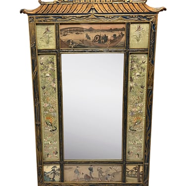 Mid-20th Century Chinoiserie Carved Giltwood Wall Mirror