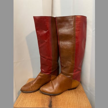 1970s vintage leather boots Enzo Angiolini boho patchwork 8 