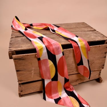 Pink Geometric Circles and Stripes Scarf