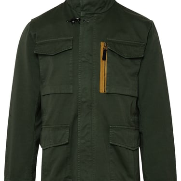 Fay Man Denim Jacket In Green Cotton