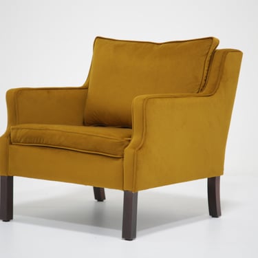 Vintage Danish Gold Velvet Armchair, Borge Mogensen Style, 1960s.