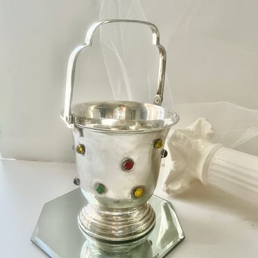 Vintage Champagne Chiller, Silverplate, Cabochons, Ice Bucket, Dining Room Decor, Barware 
