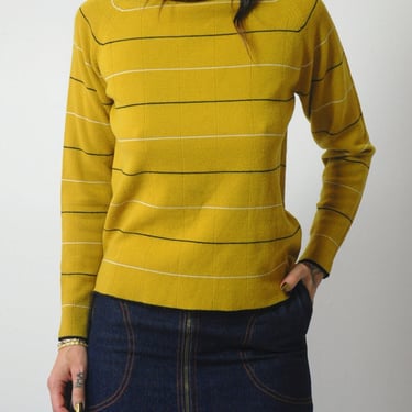 1970's Ochre Stripe Turtleneck Sweater