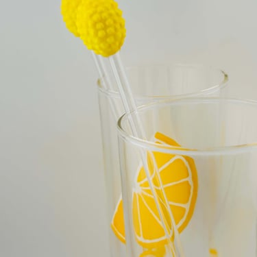 Federal Glass Lemon Collins Glasses with Stirs 