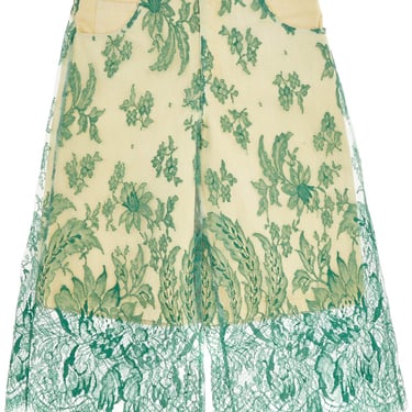 Christopher Esber Mint Green Lace Shorts With Floral Embroidery Women