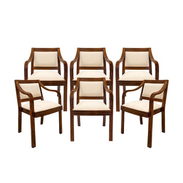 Karl Springer Rare Set of 6 Dining Chairs in Macassar Ebony 1980s