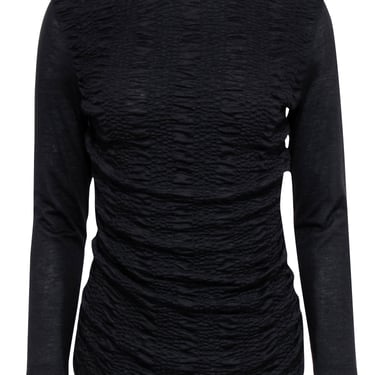 Akris - Black Textured Front Long Sleeve Shirt Sz S