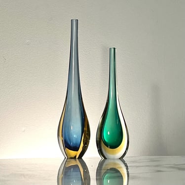 Pair of Sommerso glass vases attributed to Flavio Poli (read description) 