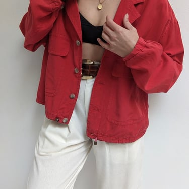 Vintage Poppy Red Silk Jacket