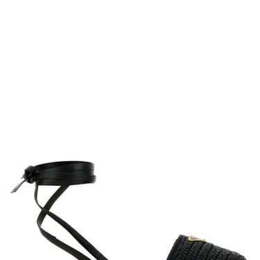 Prada Woman Black Raffia Sandals