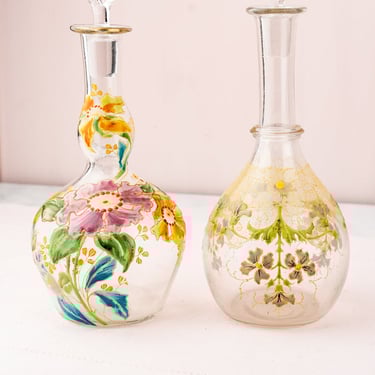Antique French Enameled Glass Decanter