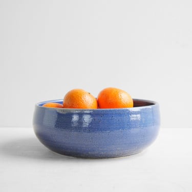 Vintage Blue Ceramic Bowl, Handmade Studio Pottery Bowl 