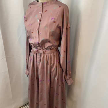 Silky Purple Casual Shirt Dress 70s vintage Fit and Flare Cottagecore M 
