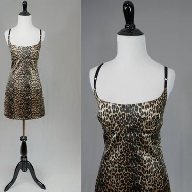 90s Caché Leopard Print Dress - Tight Body Con w/ Lycra - Animal Print - Vintage 1990s 