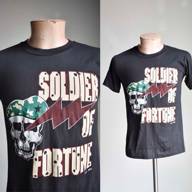 Vintage 1983 Soldier of Fortune Deadstock Tee / Vintage 1980s Military Soldier of Fortune Tshirt / 80s Military Soldier of Fortune Skull Tee 