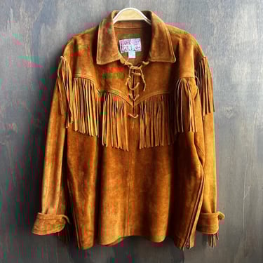 Leather City Brown Fringe Coat