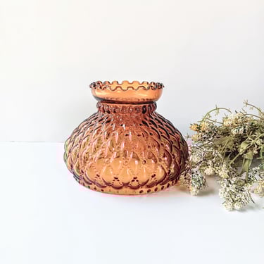 Vintage Fenton Glass Diamond Quilted Amber Parlor Lamp