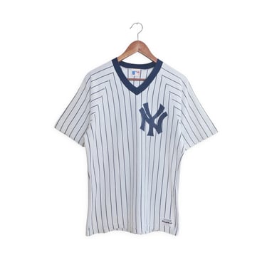 Maillot Vintage New York Yankees 90's – Homme, Manches Courtes, Boutonnage, Taille L, Bleu
