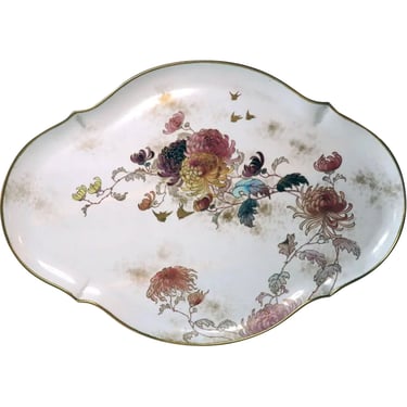 1890's Antique Large English Doulton & Company Porcelain Gilt Chrysanthemum Tray 