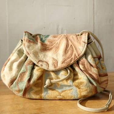 Slouchy Pastel Crewel Bag