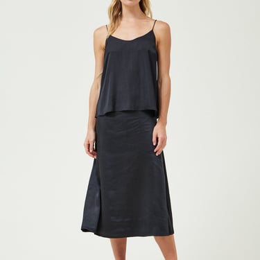 Grade &amp; Gather - Satin Bias Cut Skirt - Black