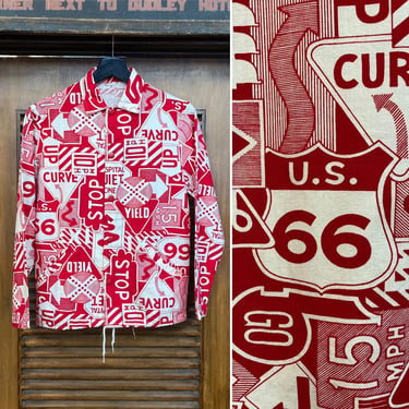 Vintage 1960’s Pop Art Street Signs Cartoon Mod Jacket, 60’s Windbreaker, Vintage Clothing 