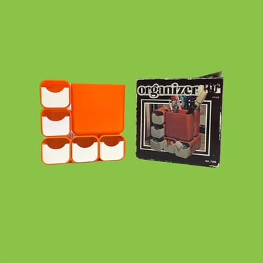 Vintage Organizer Retro 1980 Contemporary + Action Industries + Orange and White + Desk and Storage Organizer + Small Size + Home Decor 