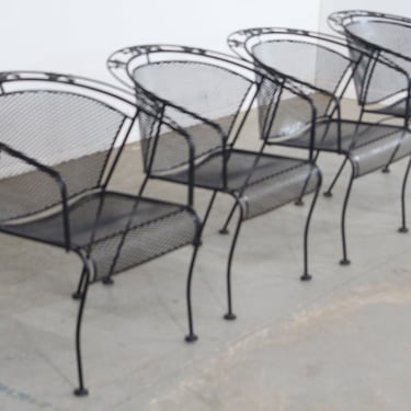 Set of 4 Mid-Century Modern Salterini Curve Back Outdoor Arm Chairs B 