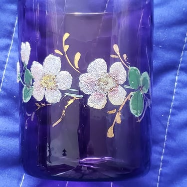 Antique Purple Glass Handpainted Hand-blown Glassware 
