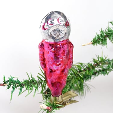Antique  Russian CCCP Cosmonaut Glass Clip On Christmas Ornament, Vintage Holiday Tree Decor 