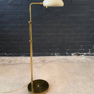 Mid-Century Modern Height Adjustable Porcelain & Brass Swivel Floor Lamp, c.1960’s 
