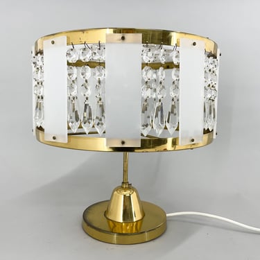 1970's Brass Table Lamp by Novy Bydzov Glasswork, Czechoslovakia / Vintage Table Lamp 