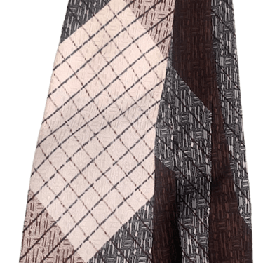 50s Autumn Brown Print Necktie Midcentury By Penneys Towncraft
