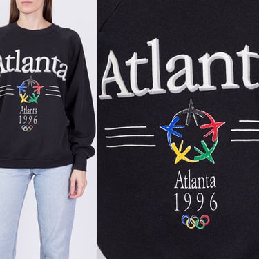 Vintage Atlanta 1996 Olympics Sweatshirt - Unisex Large | 90s Black Crew Neck Athletic Pullover 