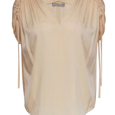 Vince - Cream Ruched-Sleeve Silk Blouse Sz S