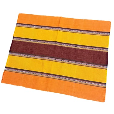 vintage set of 6 vintage mid century modern striped orange yellow placemats 1960s 