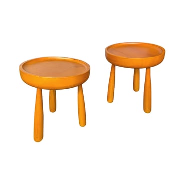 20th Century Dish-Top Stool Side Tables in the Style of Sergio Rodrigues - a Pair