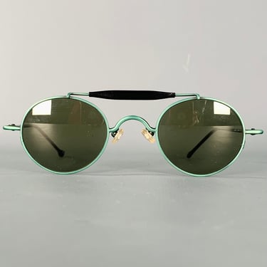 L.A.EYEWORKS Green Black Metal Round Aviator Sunglasses